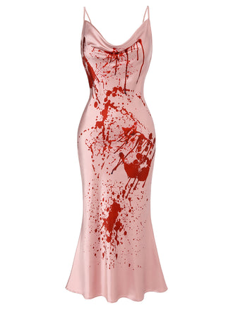 [Vorverkauf] Rosa 1930er Halloween Blut Fischschwanz Kleid