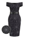 Schwarz 1960er Halloween schulterfreies Spinnennetz Kleid