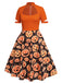Orange 1950er Halloween Kürbis Swing Kleid