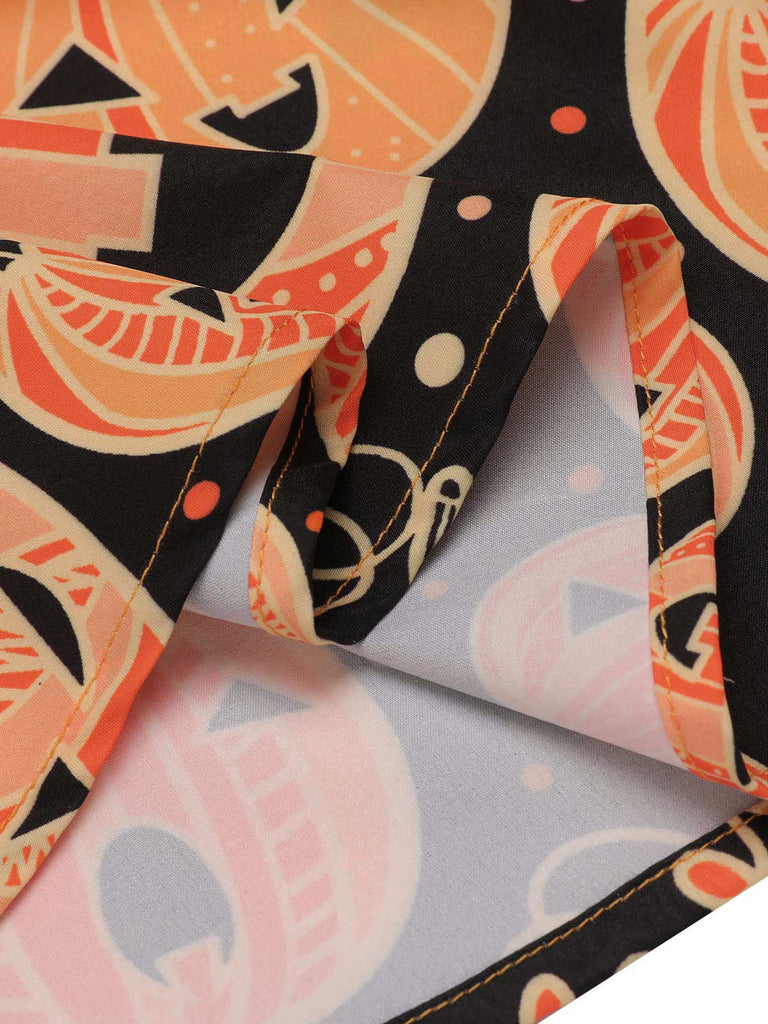 Orange 1950er Halloween Kürbis Swing Kleid