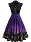 LILA HALLOWEEN PATCHWORK SWING KLEID