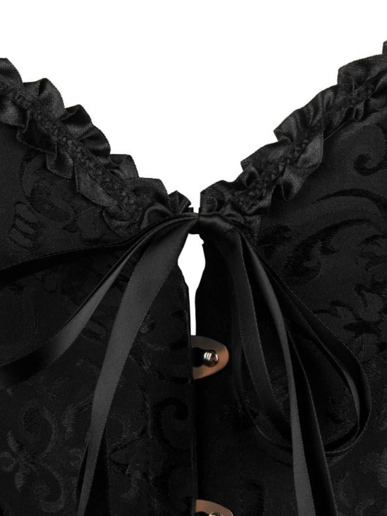 Schwarz Steampunk Gothic Spitze Überbrust Korsett