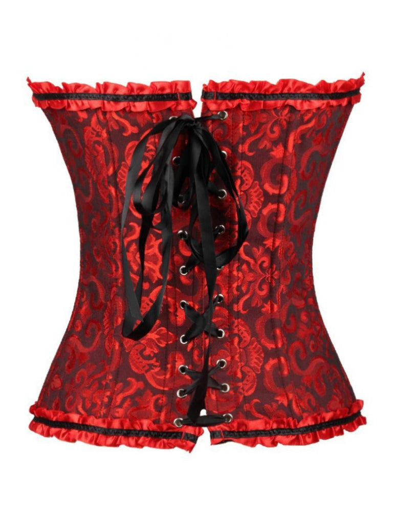 Schwarz Steampunk Gothic Spitze Überbrust Korsett