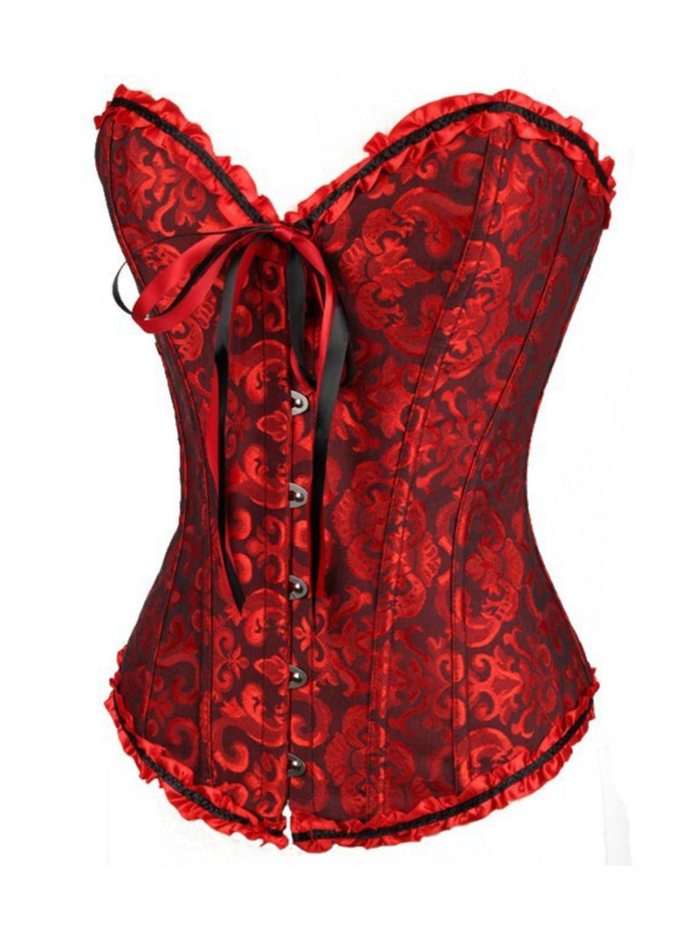 Schwarz Steampunk Gothic Spitze Überbrust Korsett