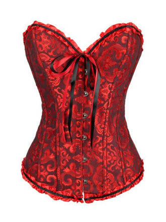 Rot Steampunk Gothic Spitze Überbrust Korsett