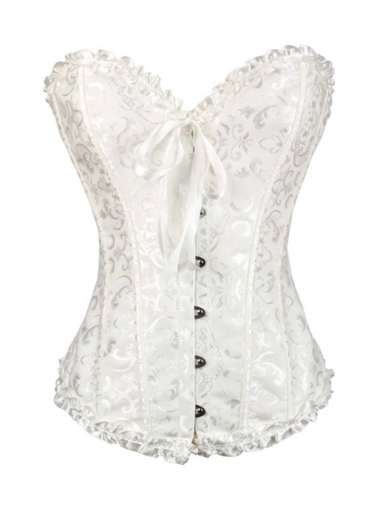 Schwarz Steampunk Gothic Spitze Überbrust Korsett