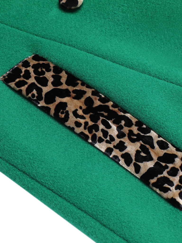 Weinrot 1940er Leopard Patchwork Knopf Mantel