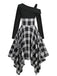 1950er Langarm Patchwork Swing Kleid