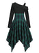 1950er Langarm Patchwork Swing Kleid