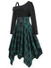 1950er Langarm Patchwork Swing Kleid