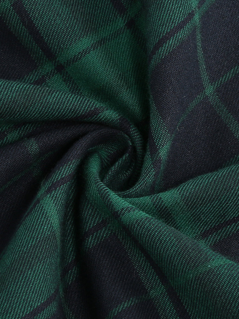 GRÜNES LANGARM PATCHWORK SWING KLEID