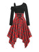 1950er Langarm Patchwork Swing Kleid