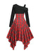 1950er Langarm Patchwork Swing Kleid