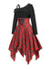 1950er Langarm Patchwork Swing Kleid