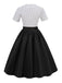 Schwarz 1950er Punkte Patchwork Kleid