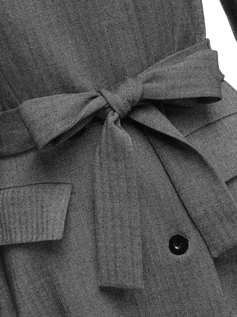 Grau 1930er Kunstpelz Revers Kragen Mantel