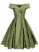 1950ER GRÜNES SCHULTERFREIES VINTAGE Schmetterling KLEID