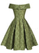 1950ER GRÜNES SCHULTERFREIES VINTAGE Schmetterling KLEID