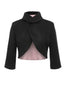 Schwarz 1950er Kunstwolle Wickeln Bolero Jacke