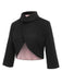 Schwarz 1950er Kunstwolle Wickeln Bolero Jacke