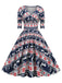 1950er V-Ausschnitt Patchwork Weihnachts  Kleid