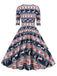 1950er V-Ausschnitt Patchwork Weihnachts  Kleid