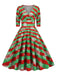 1950er V-Ausschnitt Patchwork Weihnachts  Kleid