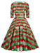 1950er V-Ausschnitt Patchwork Weihnachts  Kleid