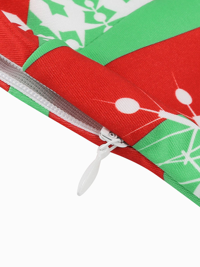 1950er V-Ausschnitt Patchwork Weihnachts  Kleid