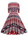 1950er V-Ausschnitt Patchwork Weihnachts  Kleid