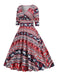 1950er V-Ausschnitt Patchwork Weihnachts  Kleid