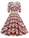 1950er V-Ausschnitt Patchwork Weihnachts  Kleid