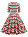 1950er V-Ausschnitt Patchwork Weihnachts  Kleid