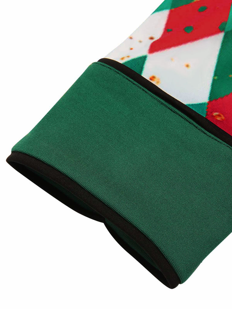 Rotes 1950er Weihnachten Plaids Schleife Dekor Kleid