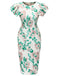 1950er Floral Puffärmel Bleistiftkleid