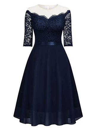 1950er Solides Schulterfreies Patchwork-Kleid Aus Spitze