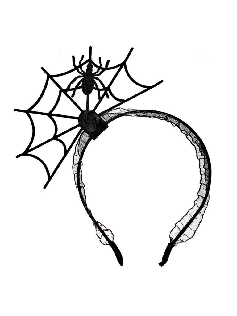 Schwarz Halloween Solide Spinnennetz Stirnband
