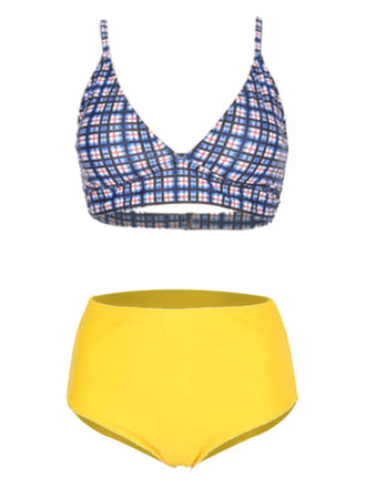 2PCS PLAID SPAGHETTI VINTAGE BADEANZUG