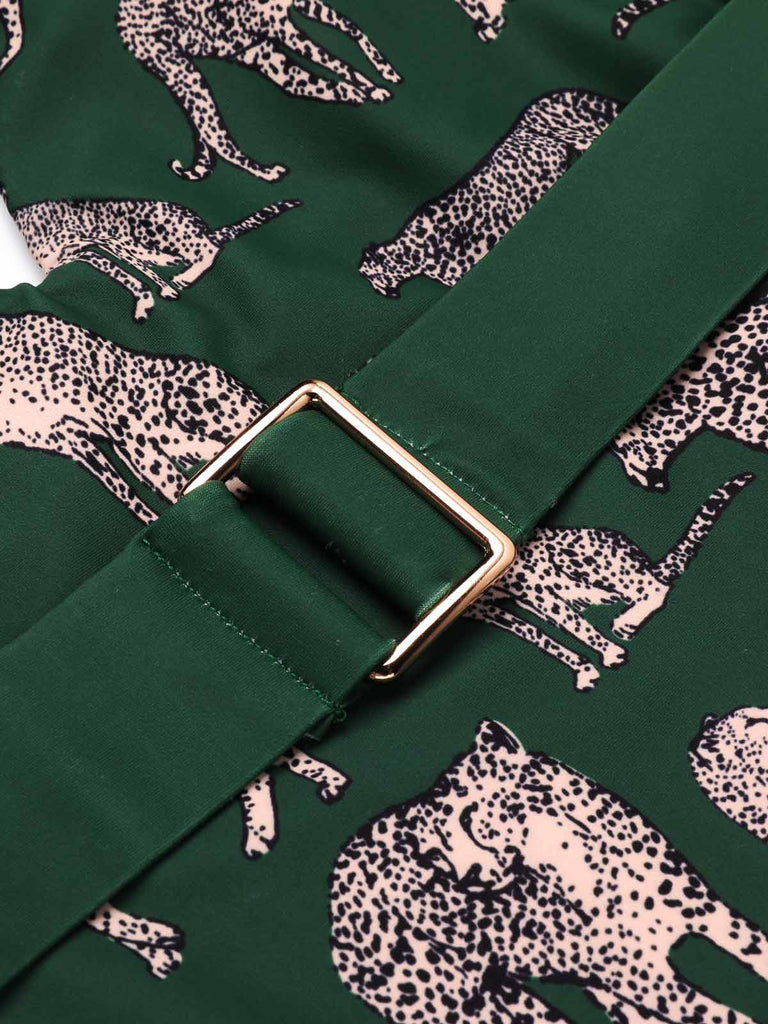GRÜNER JAGUAR VINTAGE HALFTER EINTEILIGER BADEANZUG