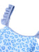 2PCS Blau 1940er Leopard Patchwork Badeanzug