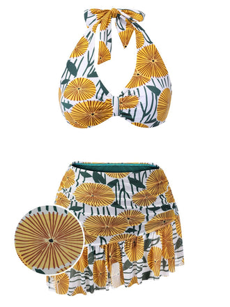 1950er Halter Ping Pong Floral Badeanzug