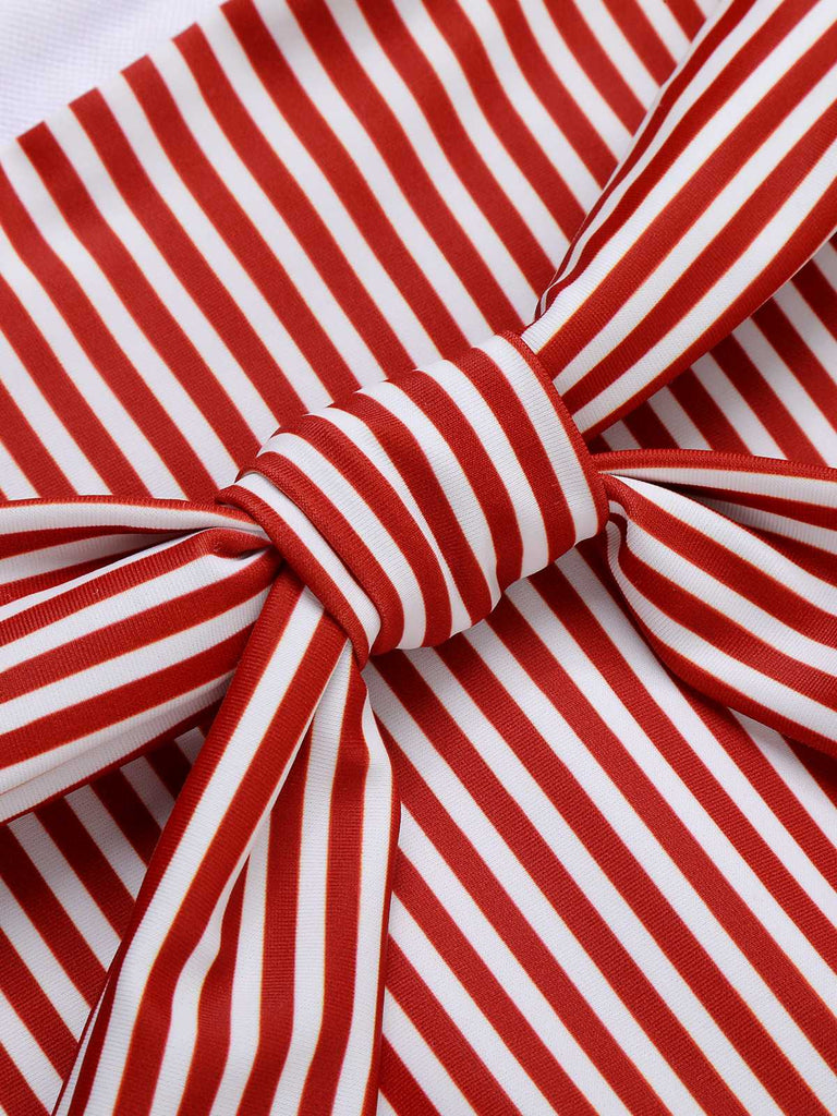 Rot 1940er Streifen Spaghetti Trägern Einteiliger Badeanzug