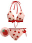 Rosa 1950er Strawberry Schnürung Halter Badeanzug