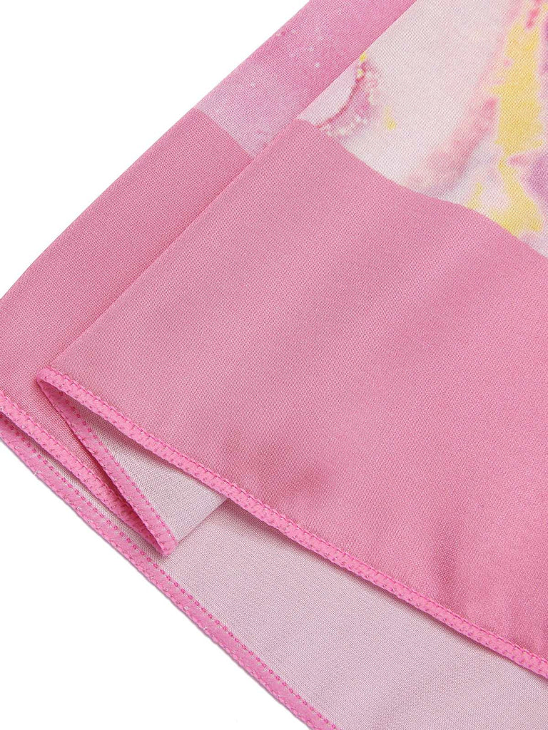 2PCS 1950er Rosa Print Badeanzug & Cover-Up