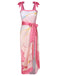 2PCS 1950er Rosa Print Badeanzug & Cover-Up