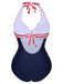 1950er Halter Gestreifter Einteiliger Badeanzug