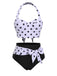1950er Halter Kontrast Polka Dots Badeanzug