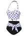 1950er Halter Kontrast Polka Dots Badeanzug