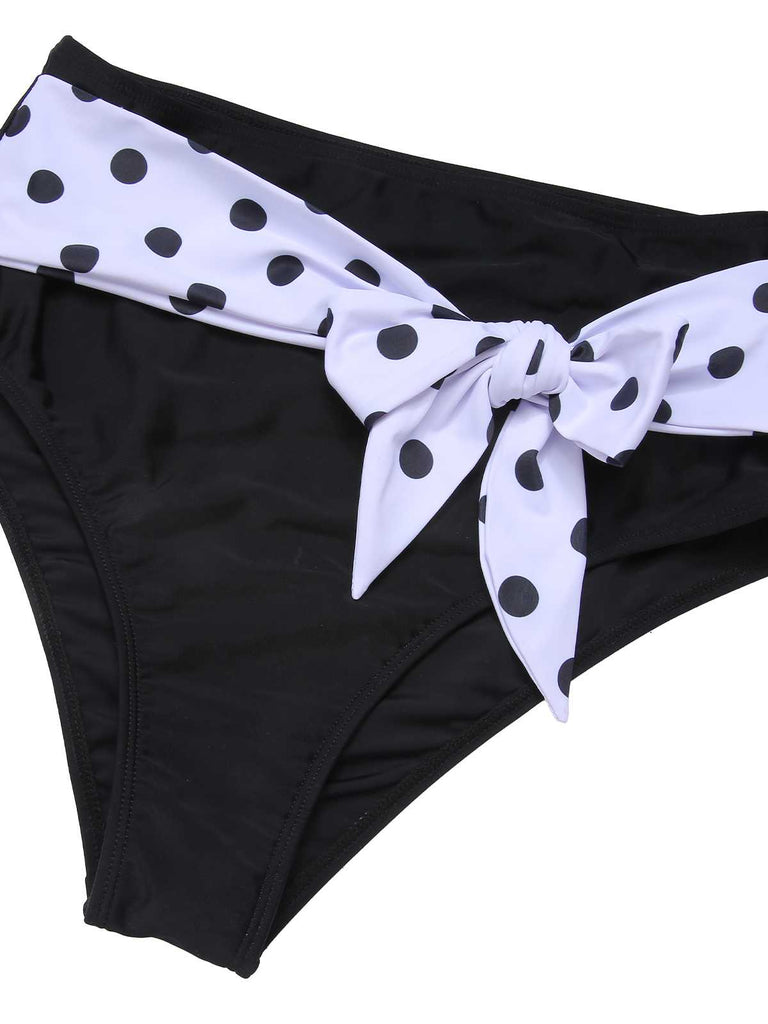 1950er Halter Kontrast Polka Dots Badeanzug