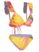 3PCS 1950er Rosa Blumen Badeanzug Set
